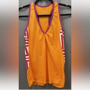 Nike Dri Fit Racerback Tank Top Shirt Pink Orange Women’s Small Ribbed Mesh EUC
